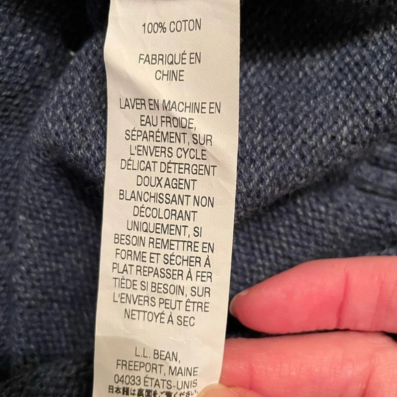 LL Bean 100% Cotton V Neck Pullover Sweater Blue Mens Large Preppy Casual Cozy - Picture 5 of 5